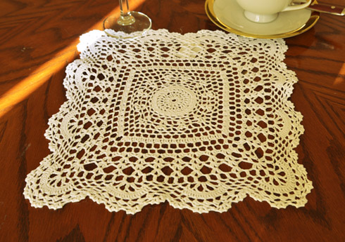 Square Crochet Doilies. 12"x 12". Wheat color. 2 pieces pack.